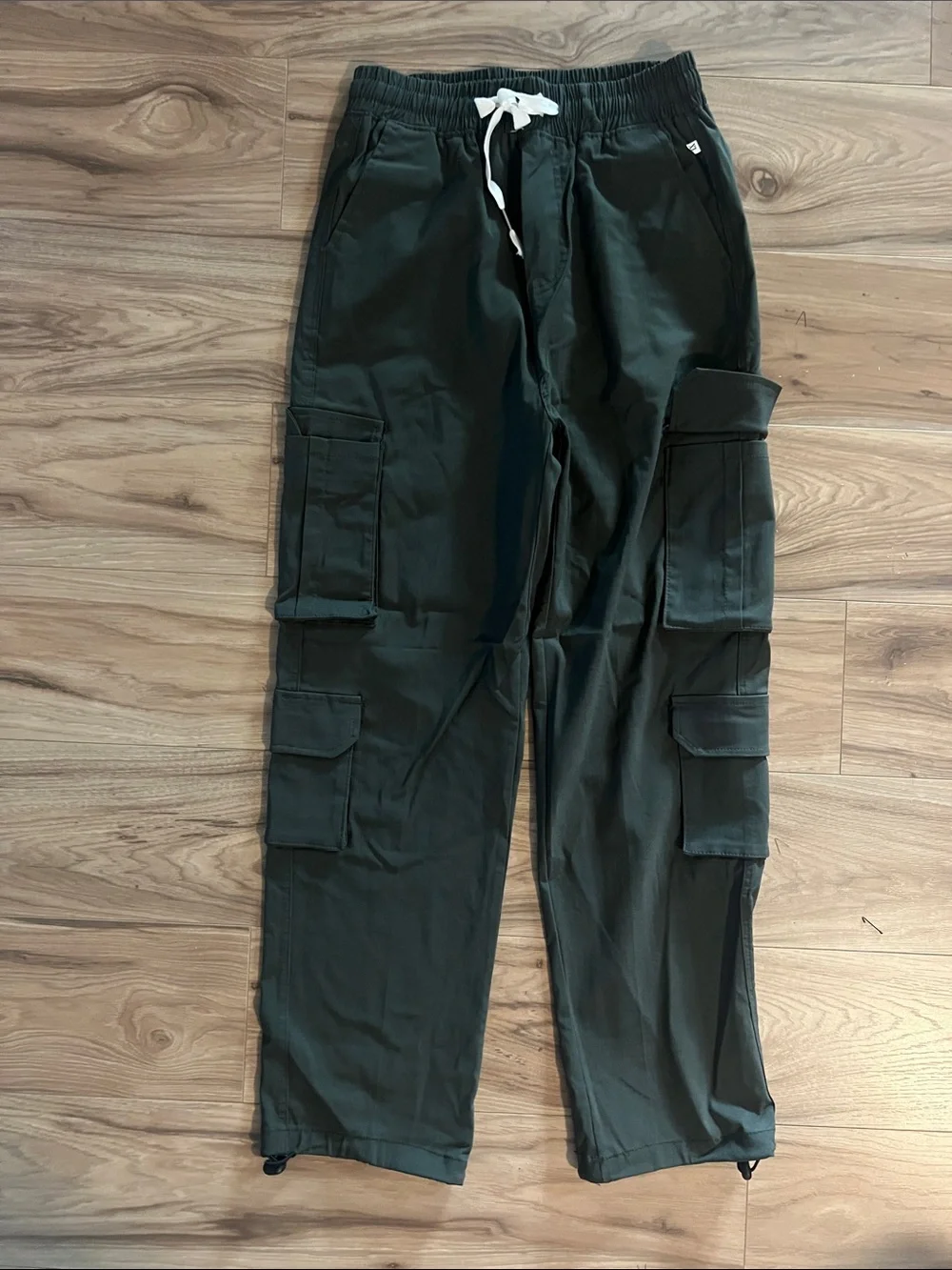 Kid’s Olive Green Cargo Pants with Drawstring Waist